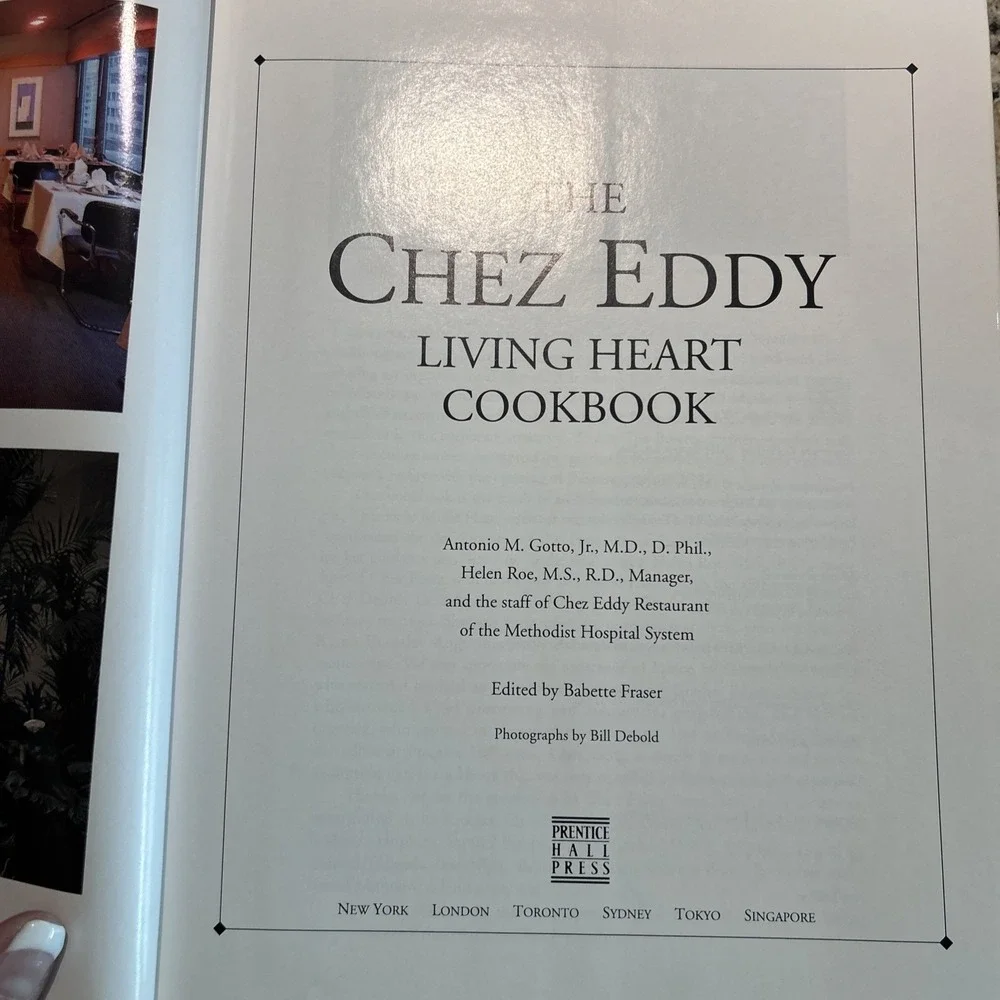 The Chez Eddy Living Heart Cookbook Hardcover 1st Edition Very‎ Good Condition